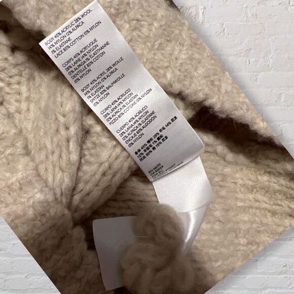 Anthropologie Suzanne Pointelle Lace Cream Sweater Size XS - Picture 10 of 12